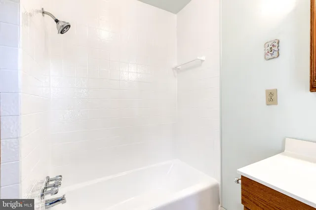 a bathroom with a bathtub