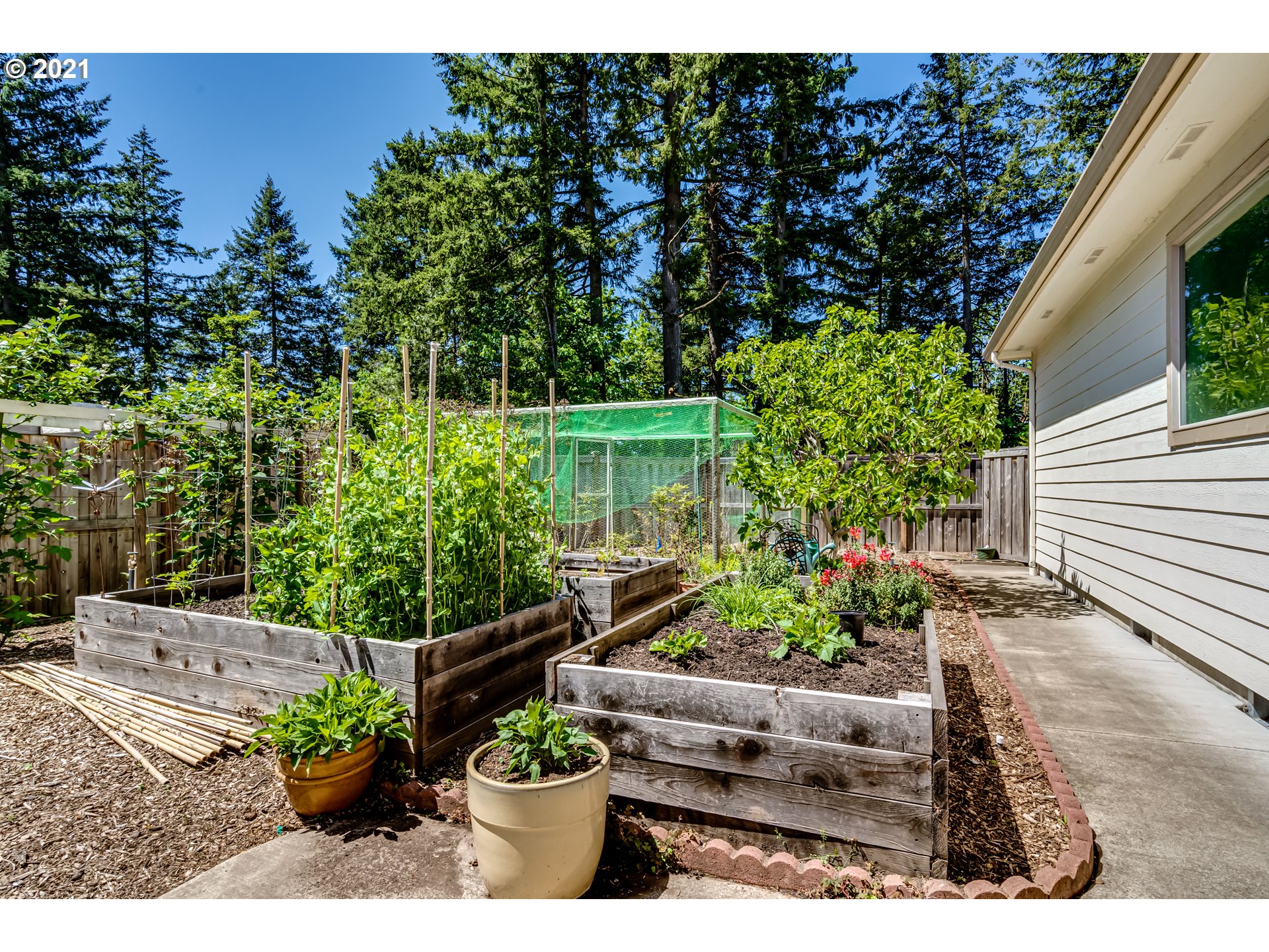 6128 Graystone Loop Springfield, OR 97478 - Photo 26 of 32 a view of a garden with a bench