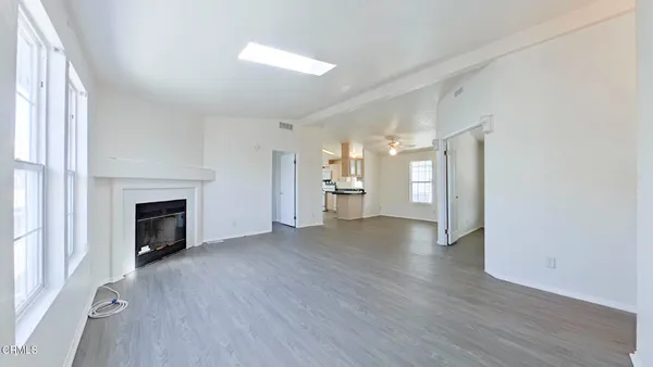 a view of a livingroom with a fireplace