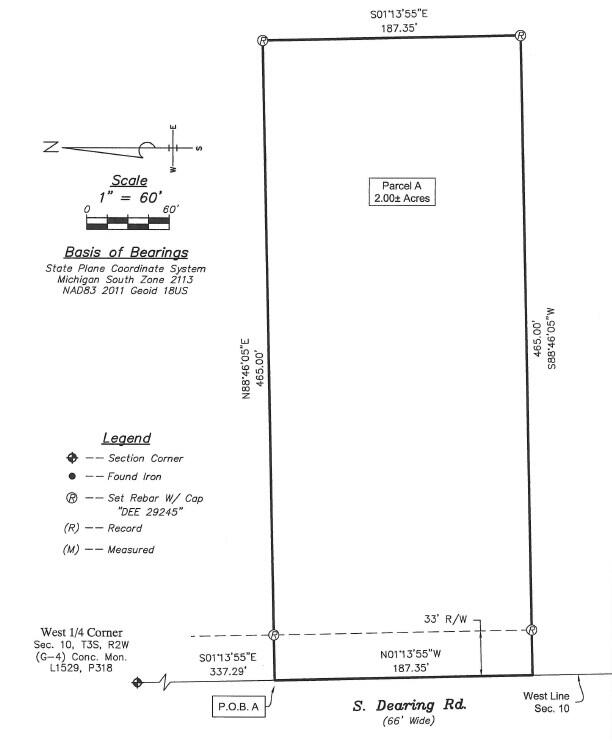 2625 South Dearing Road Spring Arbor, MI 49283 - Photo 3 of 3 Parcel A Survey