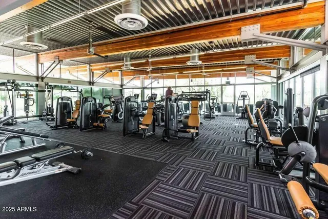 a view of a room with gym equipment