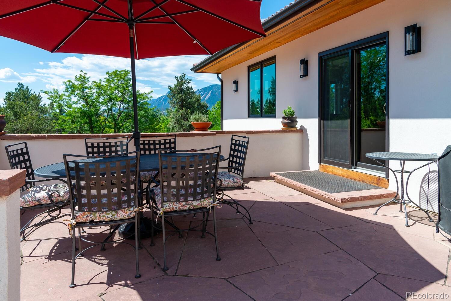 3828 Cloverleaf Drive Boulder, CO 80304 - Photo 35 of 40 a patio with a table and chairs under an umbrella