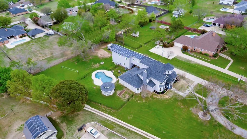 an aerial view of a house