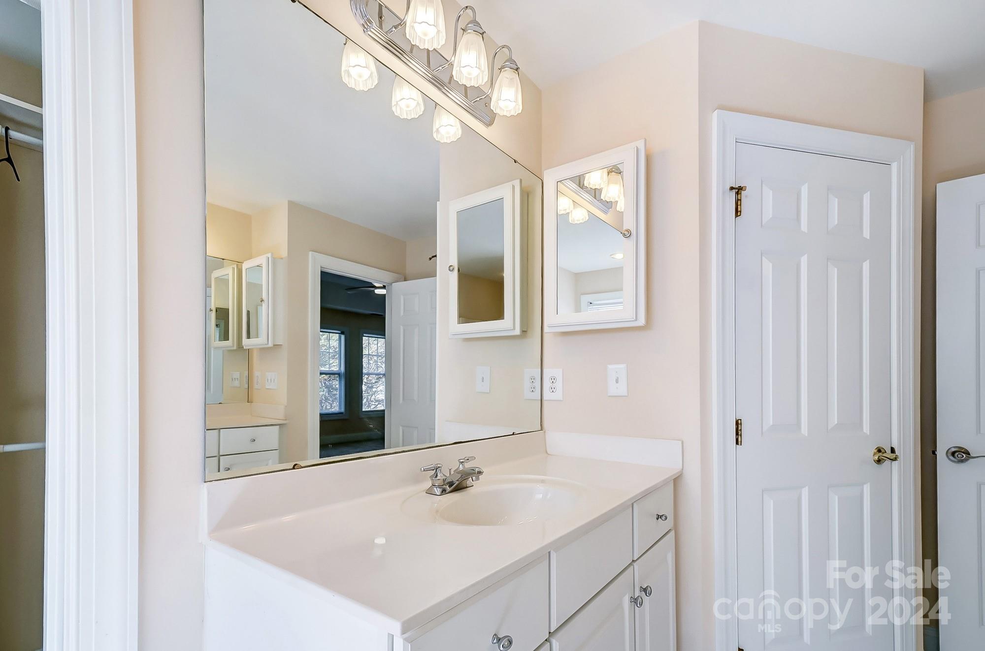 14137 Wild Elm Road Charlotte, NC 28277 - Photo 23 of 36 a bathroom with a sink and a mirror