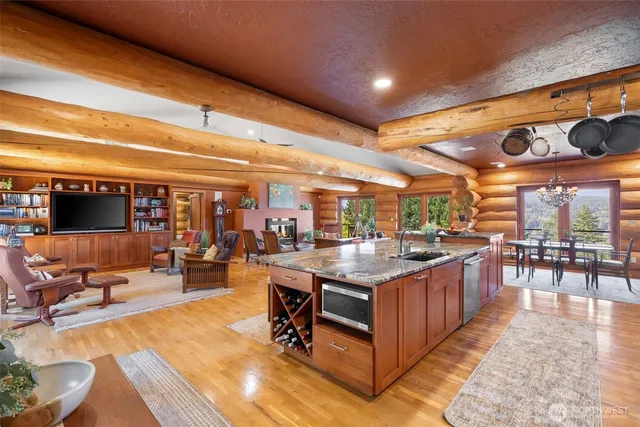 a kitchen with lots of counter top space