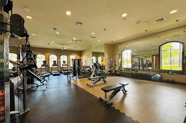 a view of a room with gym equipment