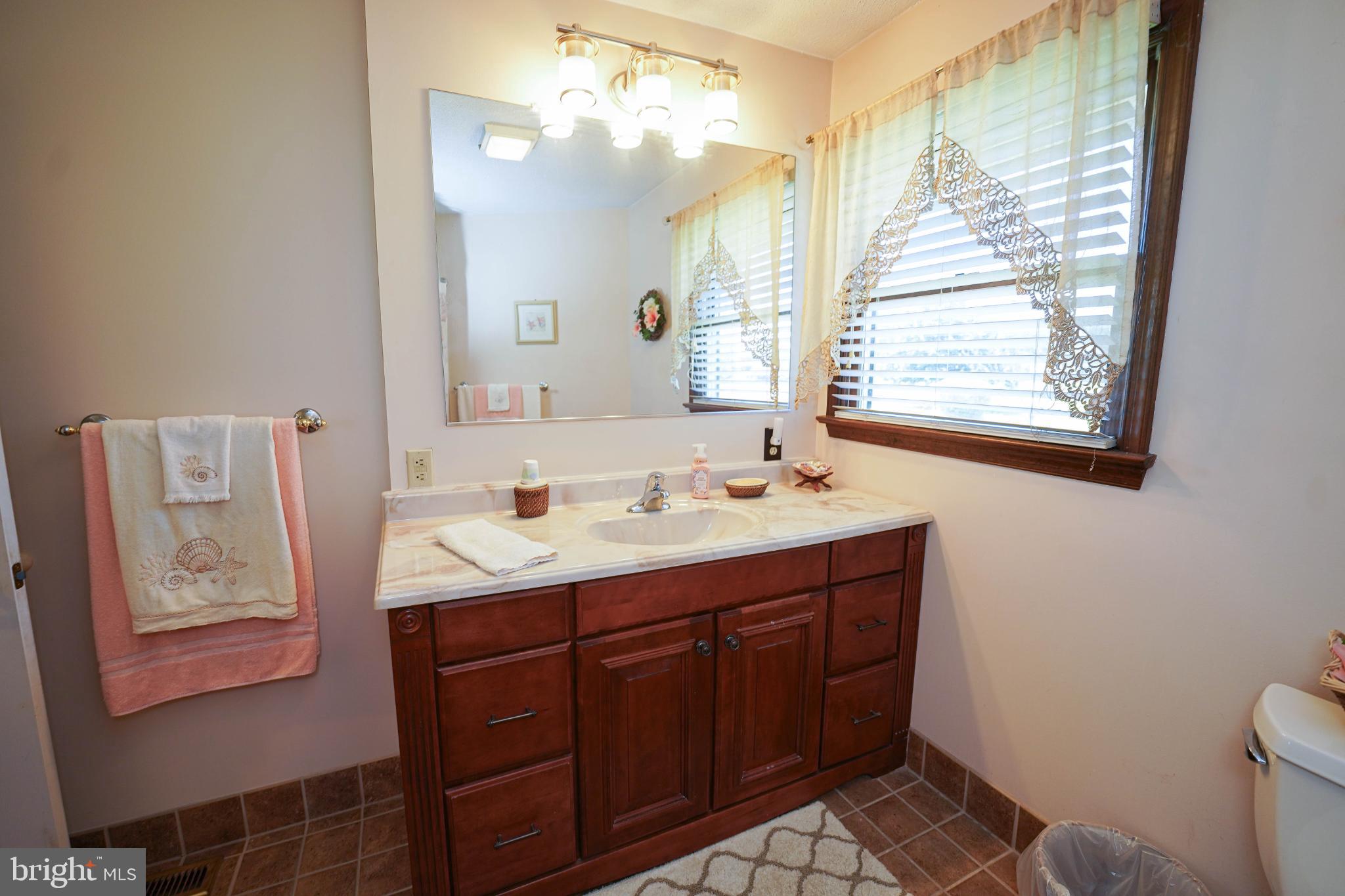 27949 Phoenix Church Road Marion Station, MD 21838 - Photo 52 of 82 a bathroom with a double vanity sink mirror and a toilet