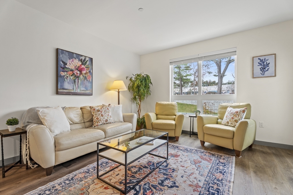 203 Lowell Street, Unit 103 Wilmington, MA 01887 - Photo 8 of 39 a living room with furniture and a painting on the wall