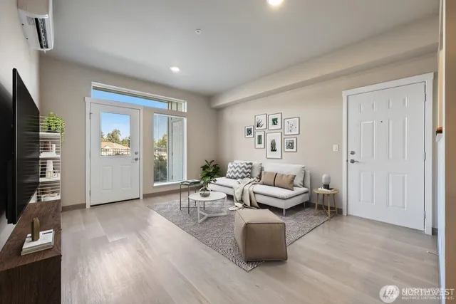 a living room with furniture