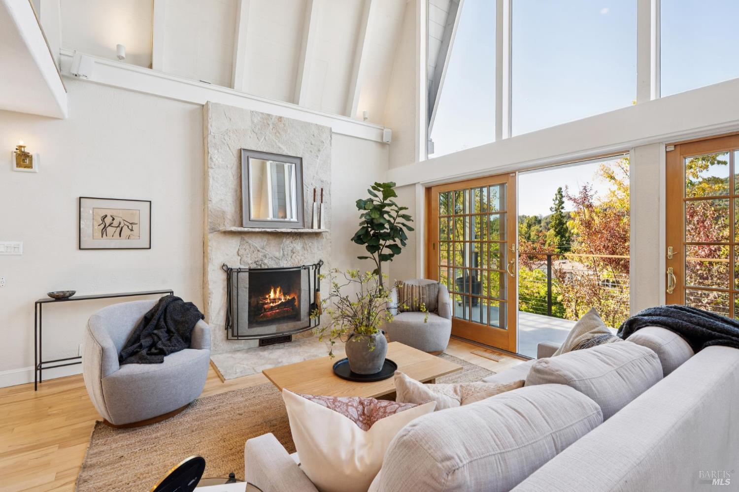 347 Jewell Street San Rafael, CA 94901 - Photo 28 of 61 a living room with furniture a fireplace and a large window