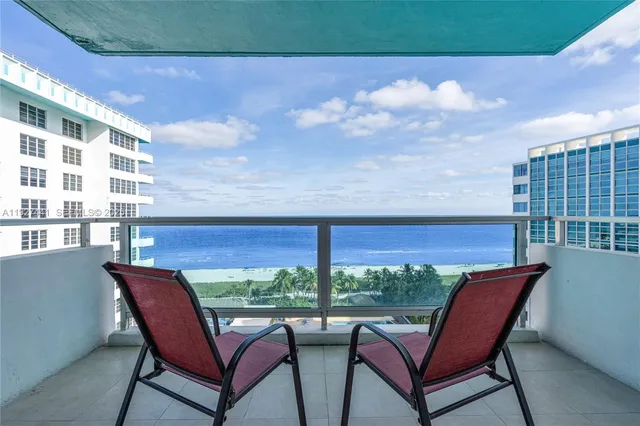 a view of a chairs and table in patio