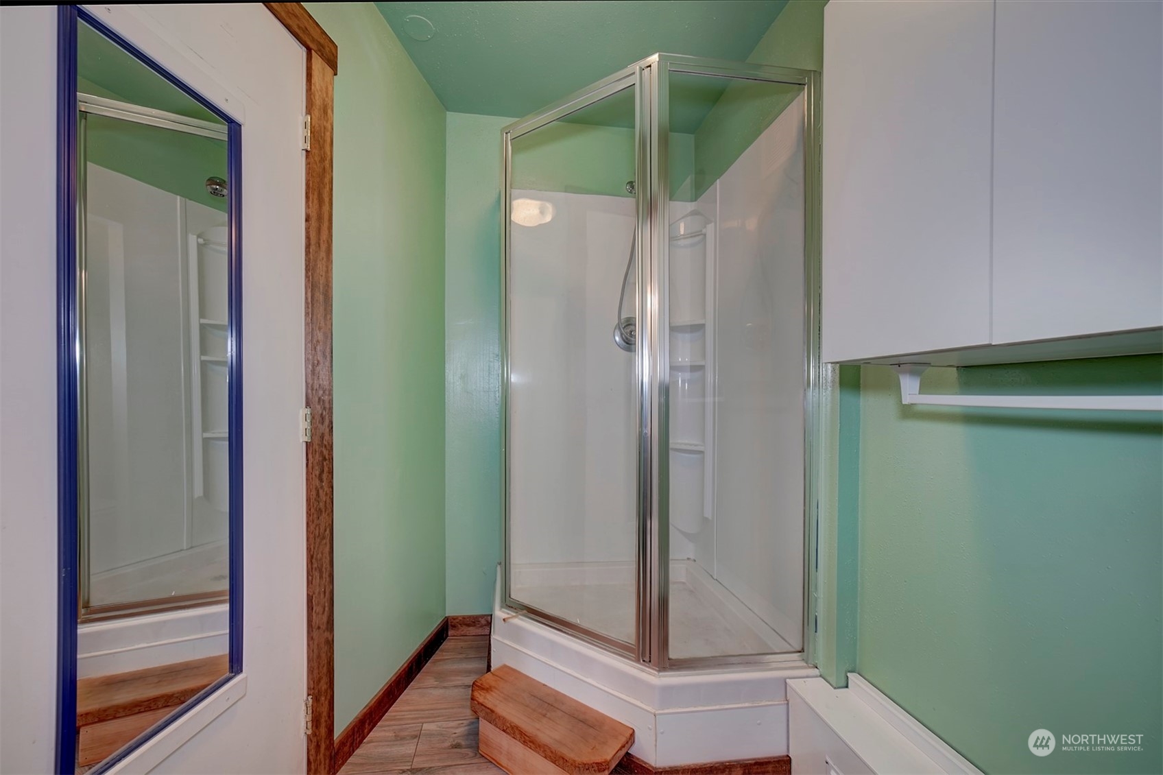 220 East Olympic Drive Grapeview, WA 98546 - Photo 34 of 40 a bathroom with a shower and a glass door