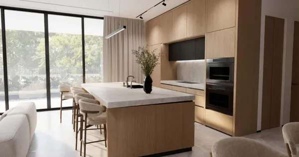 a kitchen with stainless steel appliances granite countertop a sink and a refrigerator