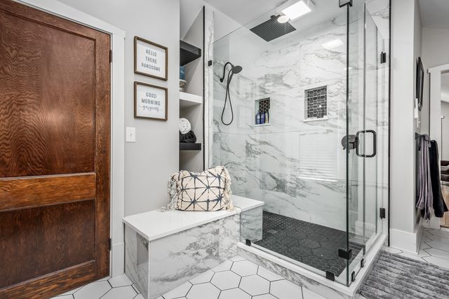 a bathroom with a shower