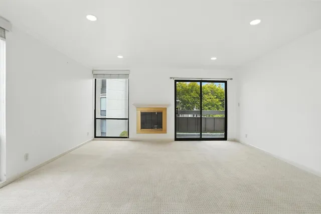 an empty room with windows