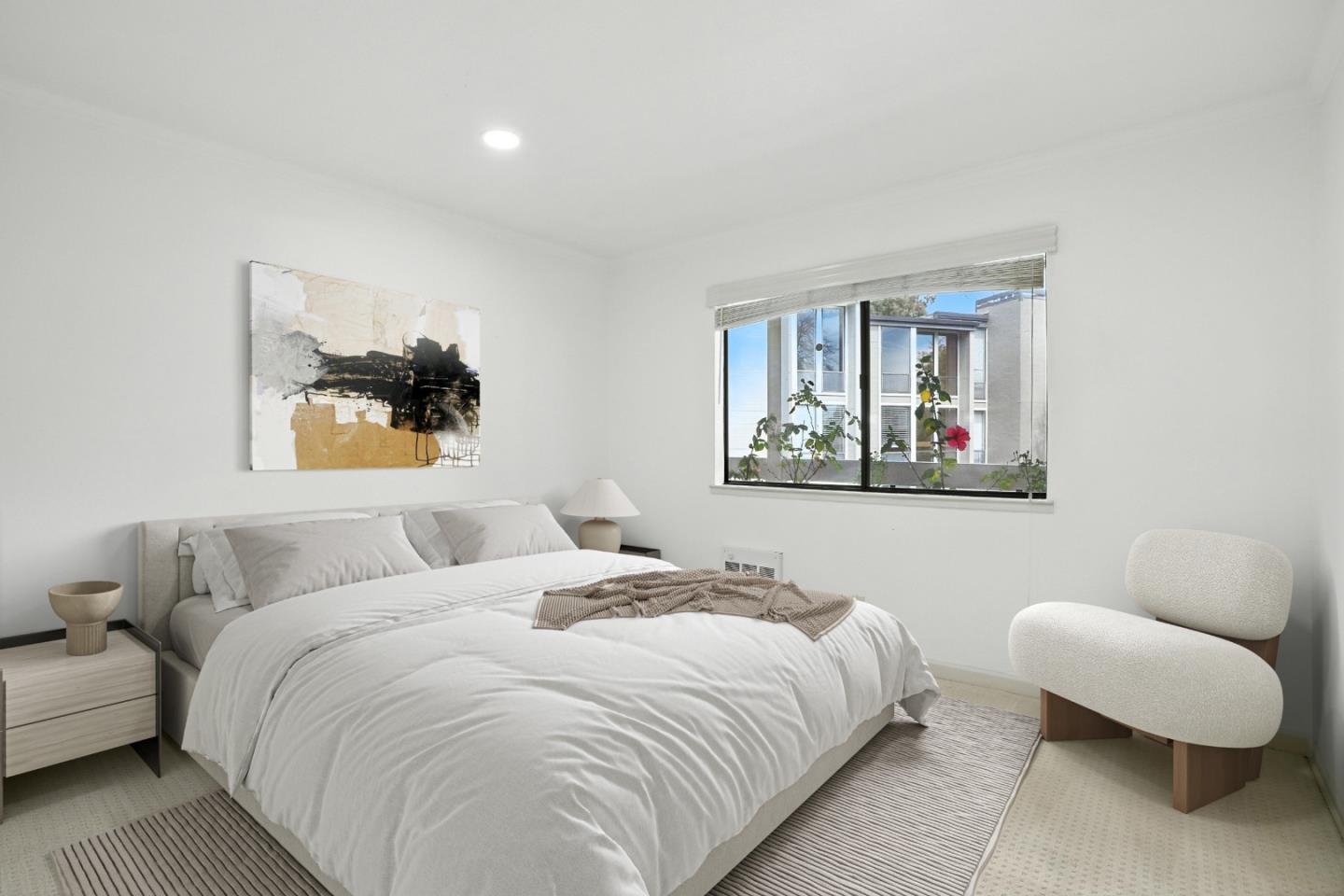 1171 Compass Lane, Unit 211 Foster City, CA 94404 - Photo 30 of 37 a bedroom with a bed and a couch