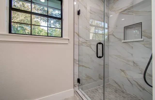 a bathroom with a shower