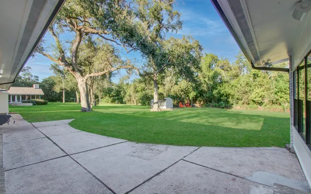 a view of backyard with green space