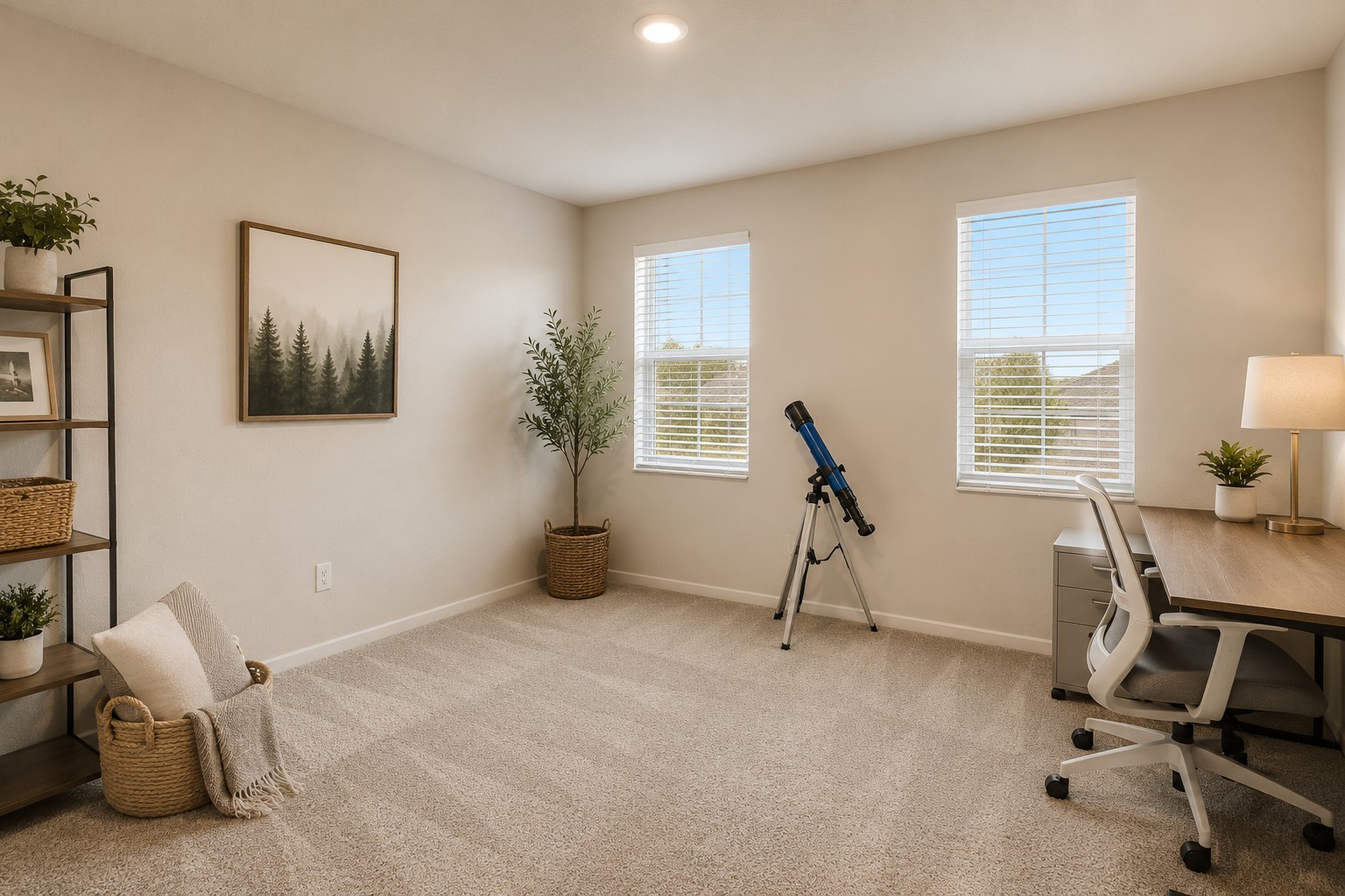 207 Otter Road Kyle, TX 78640 - Photo 15 of 26 Soft carpet and dual windows illuminate this versatile home office space.