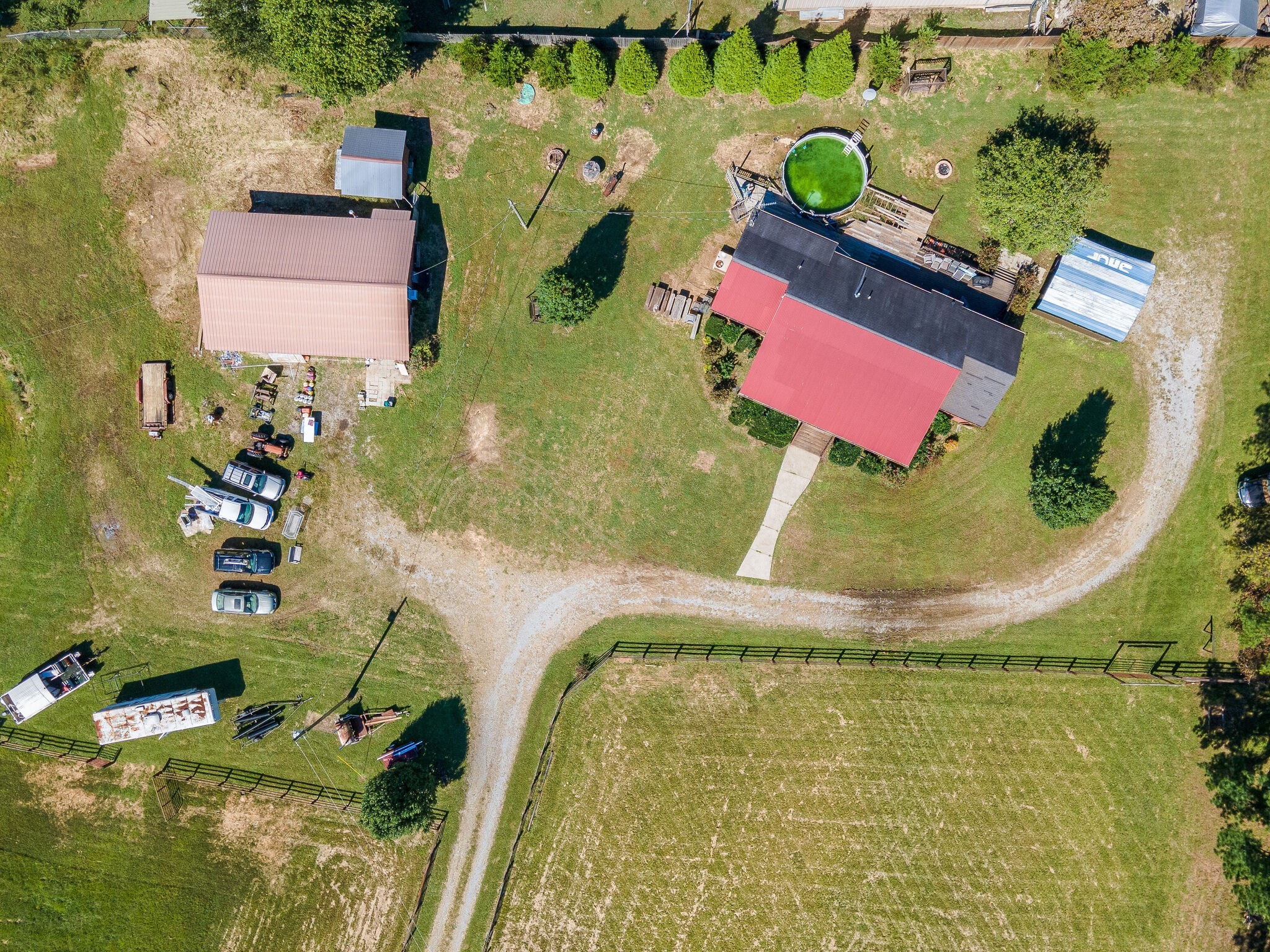 580 Eno Road Dickson, TN 37055 - Photo 23 of 48 an aerial view of a house with a swimming pool