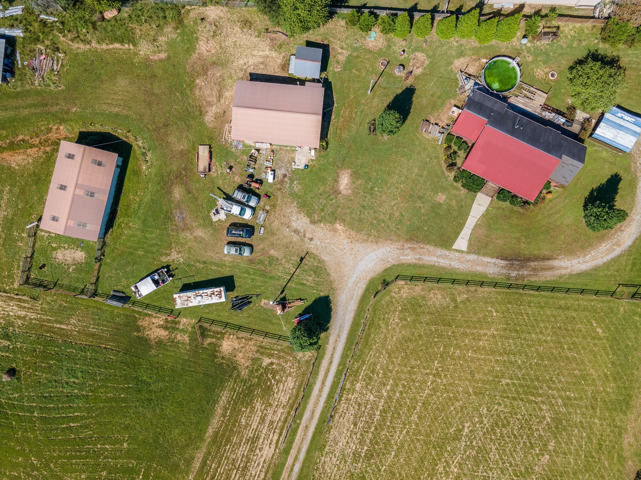 580 Eno Road Dickson, TN 37055 - Photo 24 of 48 an aerial view of a house with a swimming pool