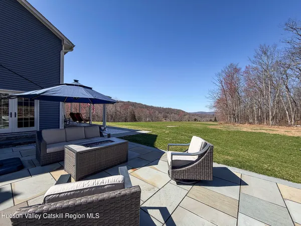 a outdoor view with a sitting space