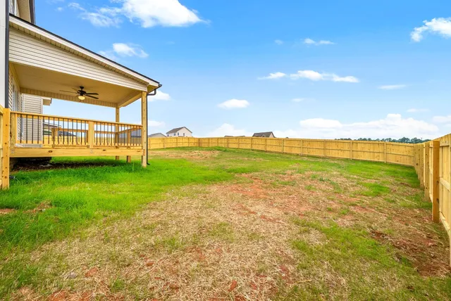 a view of an ocean with a big yard