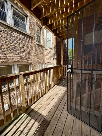 a view of wooden balcony