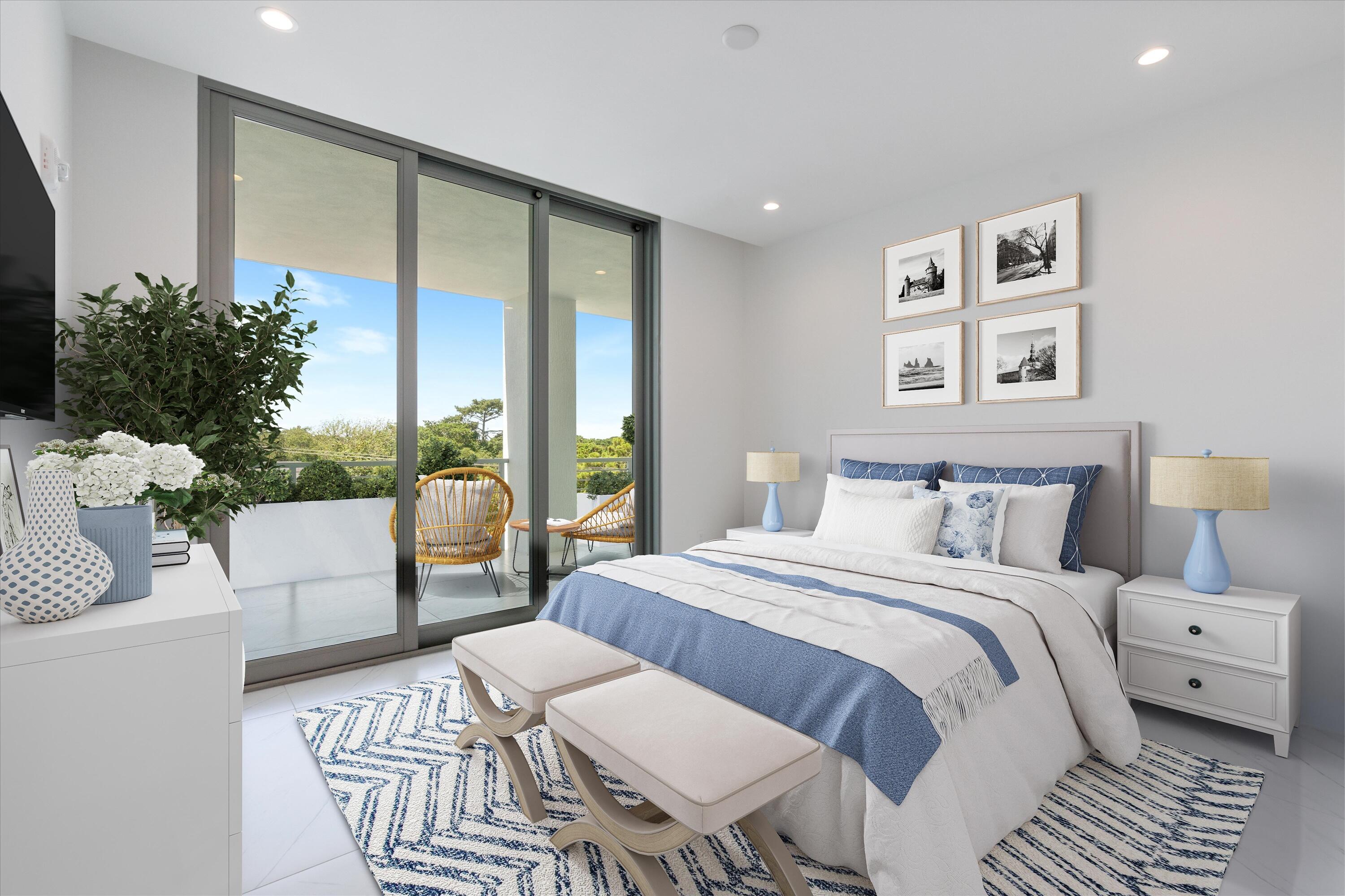 495 East Royal Palm Road, Unit 402 Boca Raton, FL 33432 - Photo 37 of 72 a bedroom with a bed and a large window