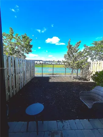 a view of a porch with a backyard