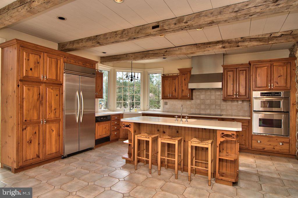 3055 Haupts Bridge Road Riegelsville, PA 18077 - Photo 14 of 65 Kitchen w open beams, tile flrs, custom cabinets