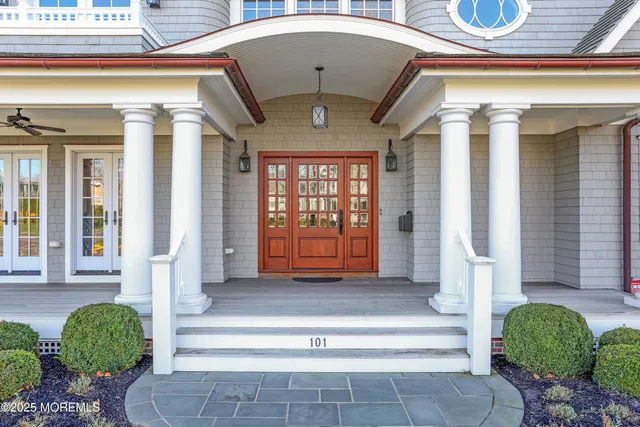 a front view of a house with entryway