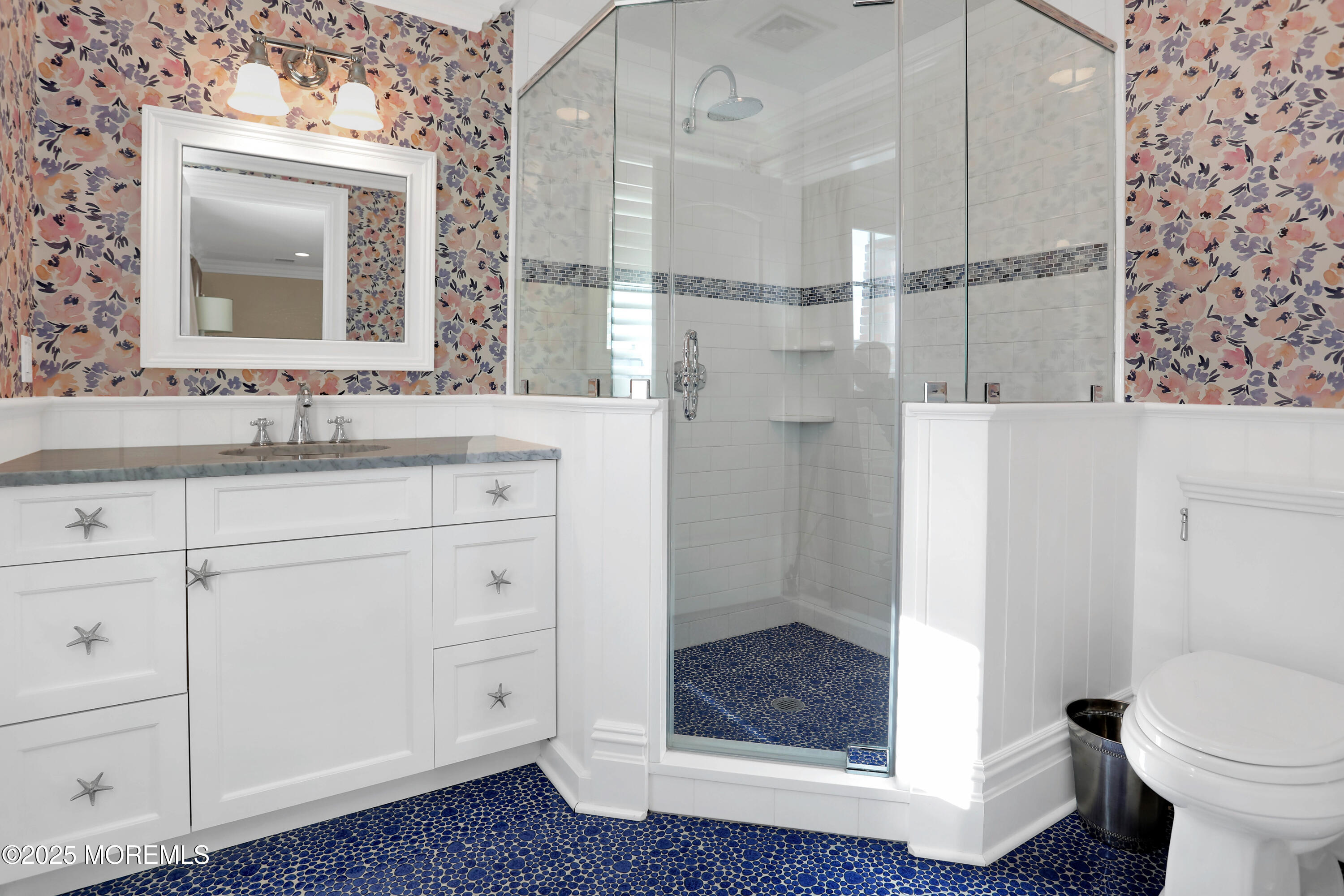 101 Tuttle Avenue Spring Lake, NJ 07762 - Photo 32 of 58 a bathroom with a granite countertop sink mirror and toilet