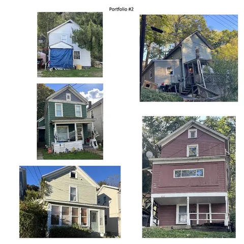 a front view of a multi story building