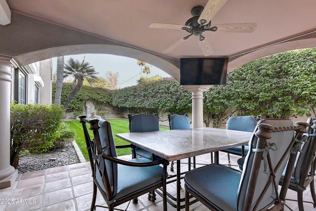 a outdoor space with furniture