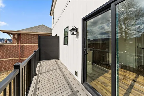a view of a balcony from door