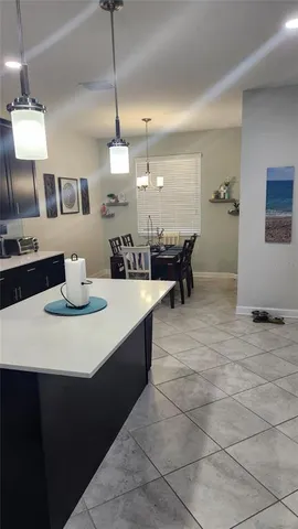 a kitchen with a sink a counter space and cabinets