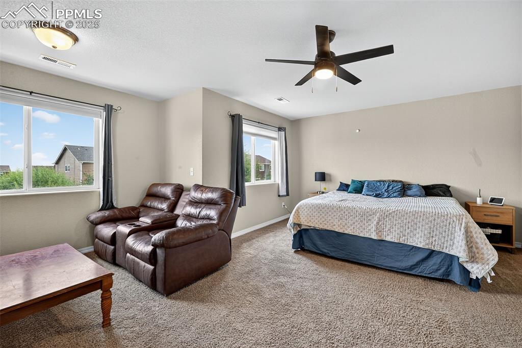 10859 Hidden Ridge Circle Peyton, CO 80831 - Photo 20 of 33 Carpeted bedroom featuring baseboards and a ceiling fan