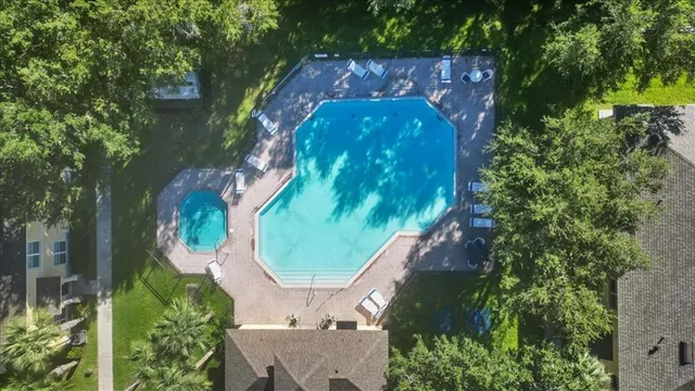 an aerial view of a house