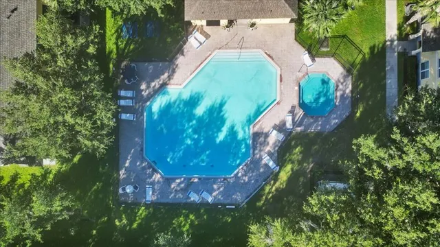 an aerial view of a house