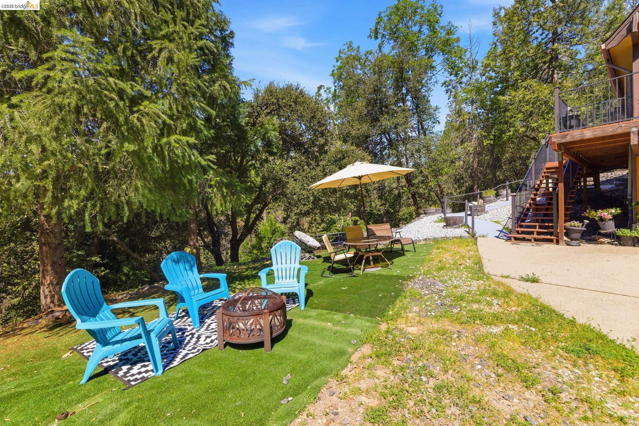 22555 South Fork Road Sonora, CA 95370 - Photo 28 of 35 a view of swimming pool with lawn chairs under an umbrella