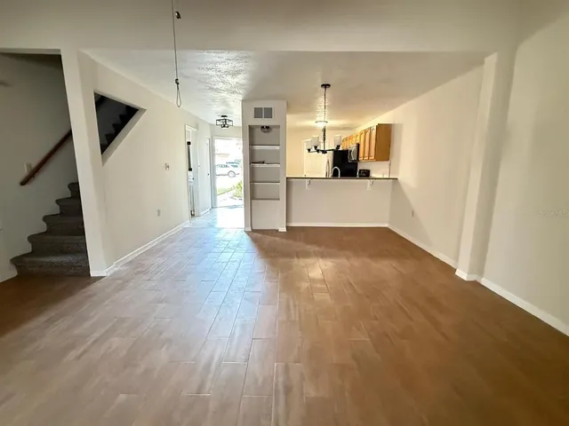 a view of a room with racks on the wall