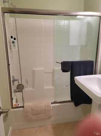 a bathroom with a bathtub