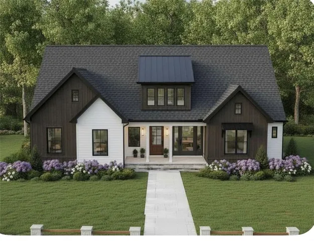 a front view of a house with garden