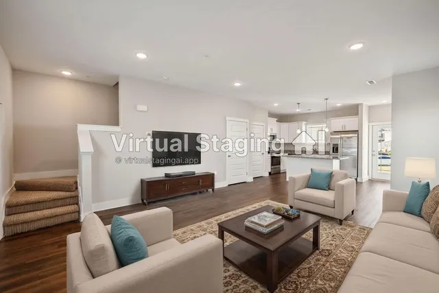 a living room with furniture and a couch