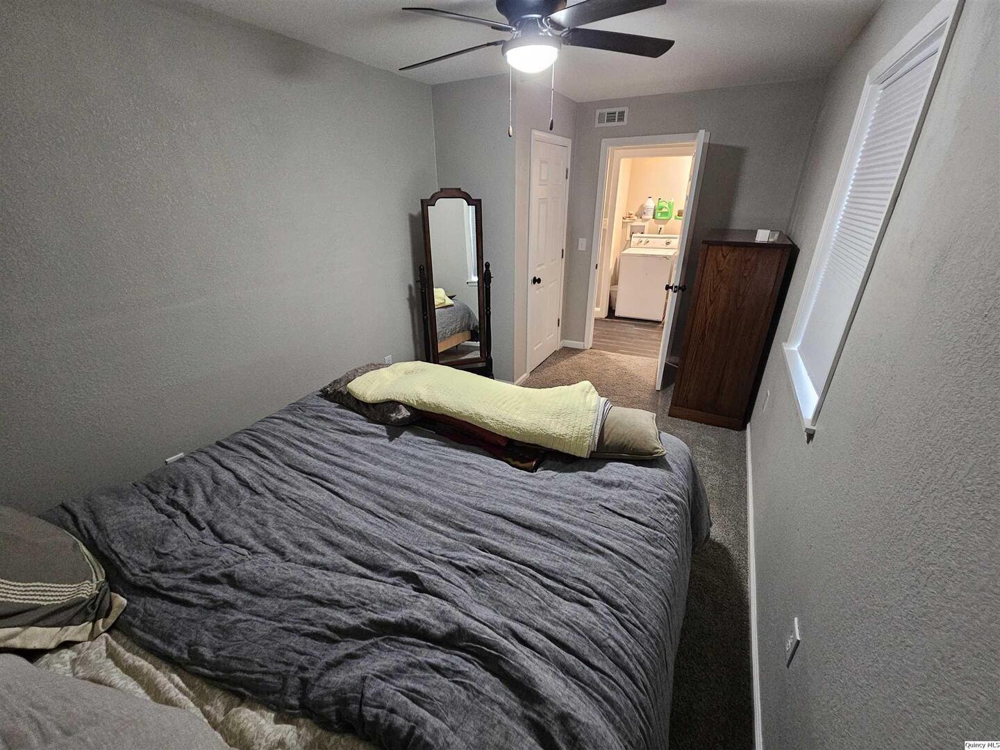 306 Walker Street Ursa, IL 62376 - Photo 19 of 20 a bedroom with a bed and mirror