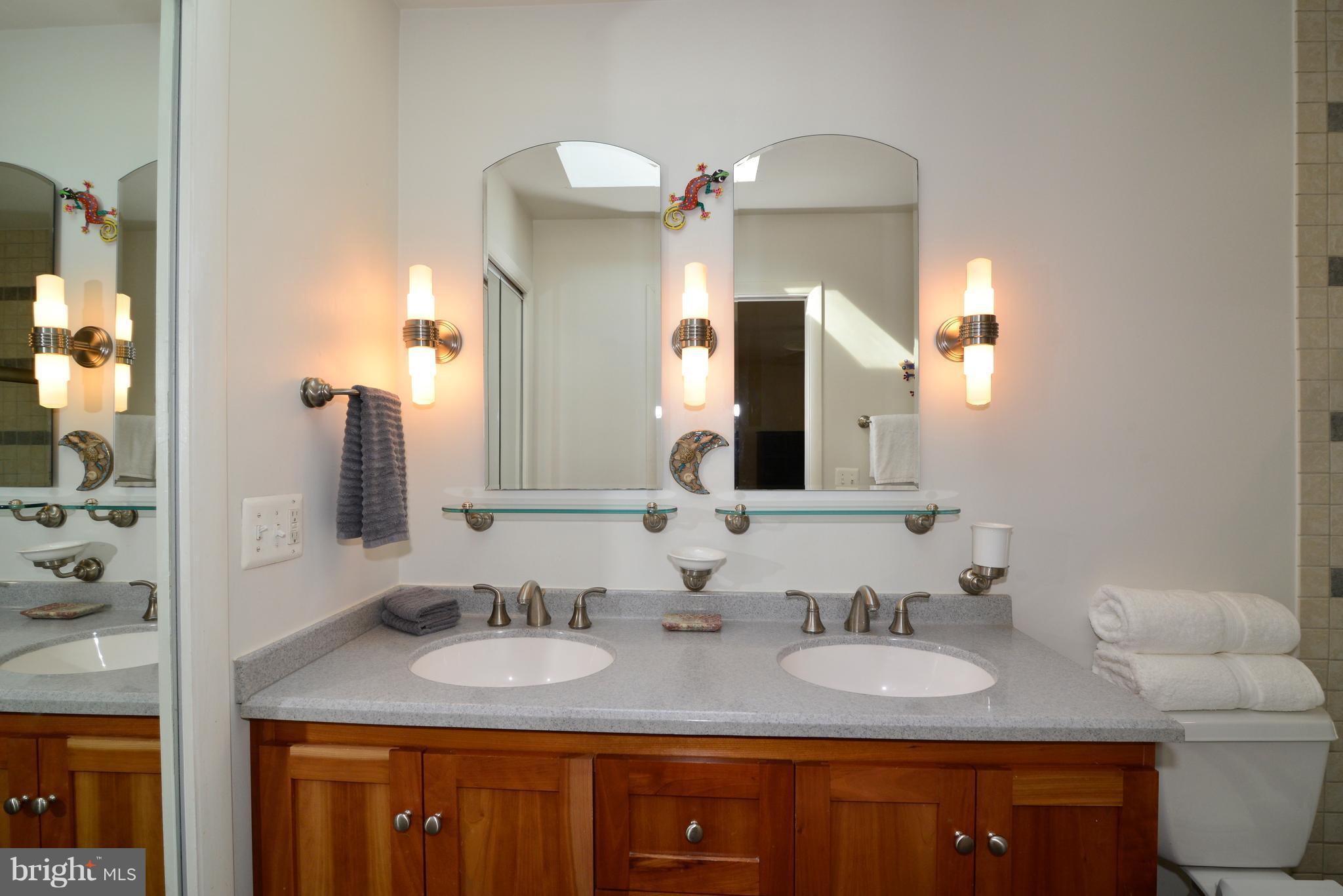 11303 South Shore Road Reston, VA 20190 - Photo 17 of 30 a bathroom with a granite countertop sink and a mirror