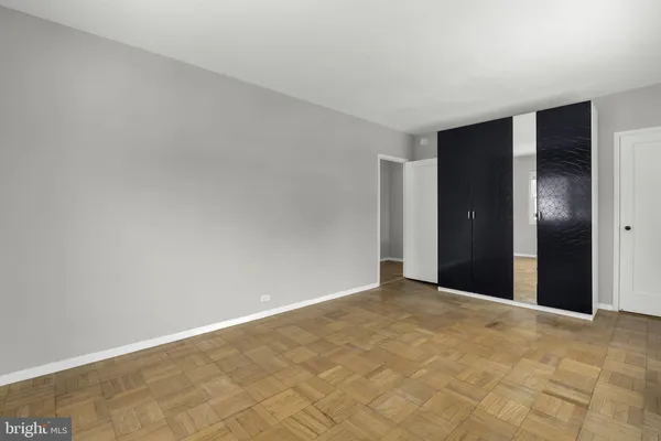 a view of a room with a window