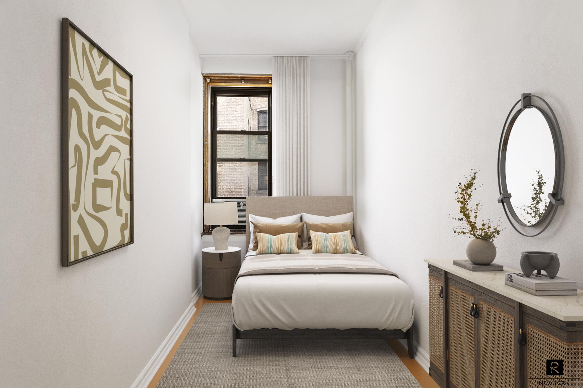 771 West End Avenue, Unit 9K Manhattan, NY 10025 - Photo 4 of 9 a bedroom with a bed and a chandelier