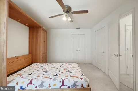 a view of a room with racks on the wall